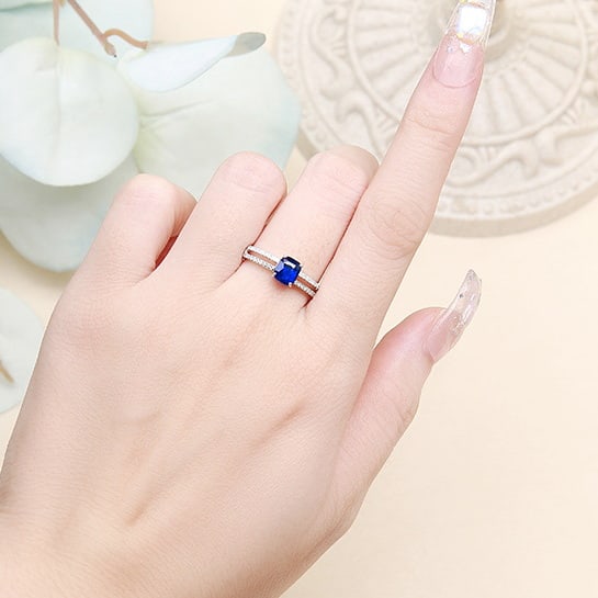 14k Gold 1.15 Ctw Natural Sapphire & Diamond Ring - 5