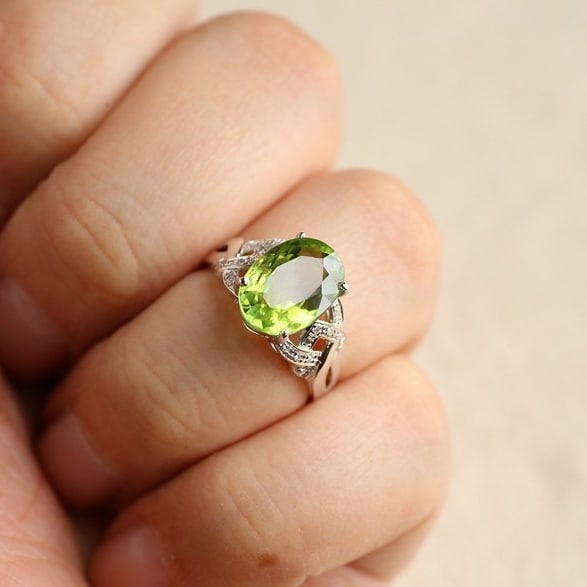 14k Gold 3.5 Ct Natural Tourmaline & Diamond Ring - 5