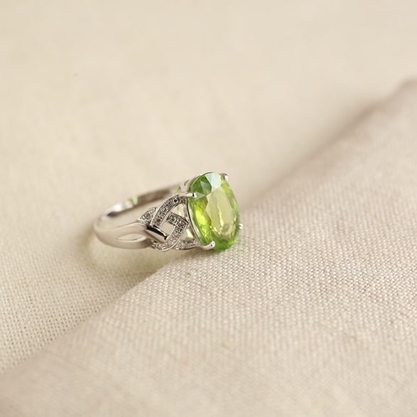 14k Gold 3.5 Ct Natural Tourmaline & Diamond Ring - 8