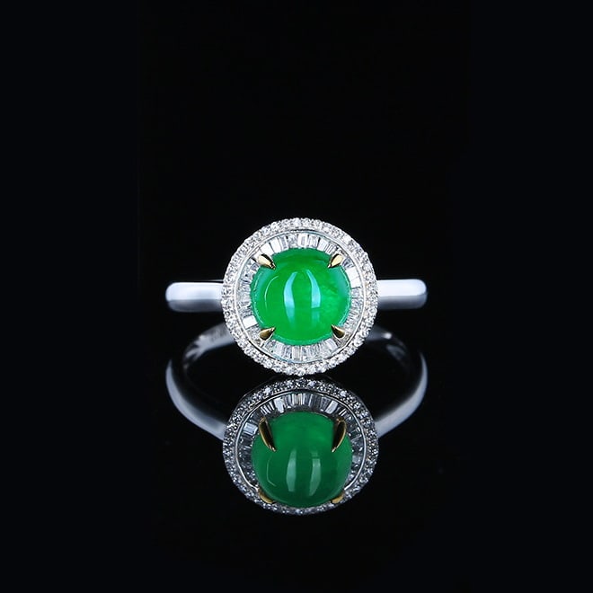 14k Gold 2.28 Ctw Vivid Green Natural Emerald & Diamond Ring: Ref:230978362 // gold content:14k gold // ring size:7. 25us // // main gemstone:emerald // shape:round // carat weight:1. 99ct // color:vivid green // treatment:natural // cut grade:g // // adjacent