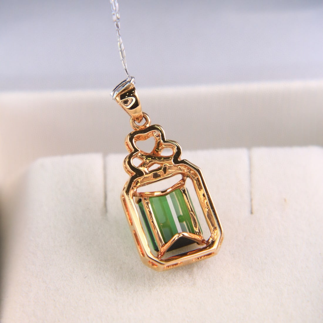 14k Gold 1.98 Ctw Natural Tourmaline & Diamond Pendant( Without Chain ) - 4