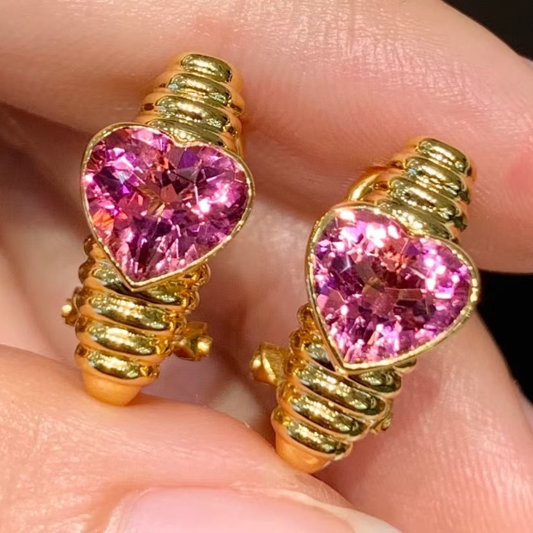 14k Gold 2.4 Ct Natural Tourmaline Earrings - 2