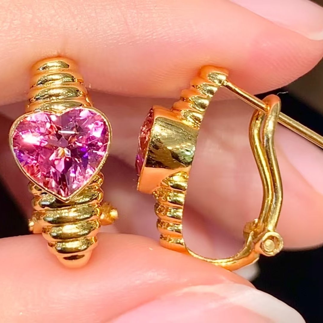 14k Gold 2.4 Ct Natural Tourmaline Earrings - 3