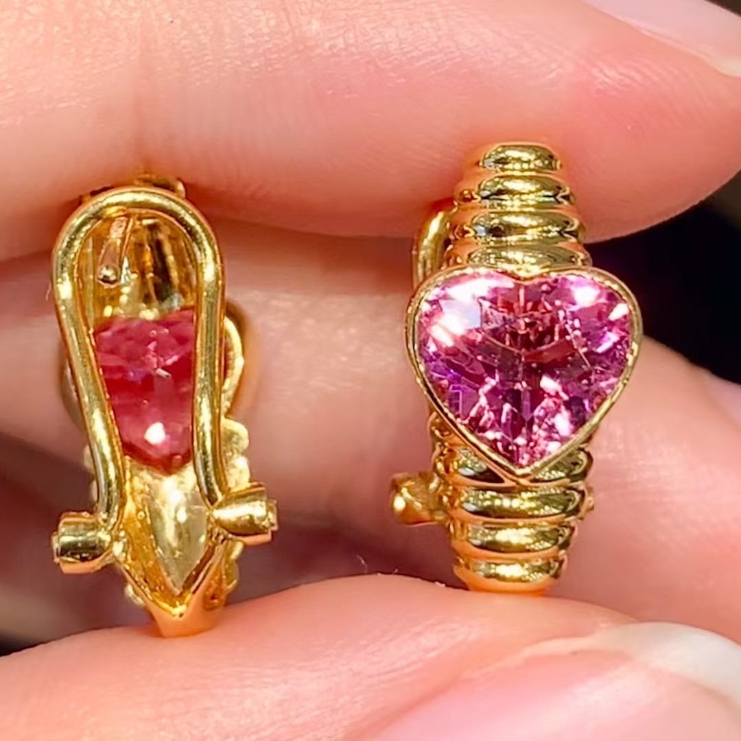 14k Gold 2.4 Ct Natural Tourmaline Earrings - 4