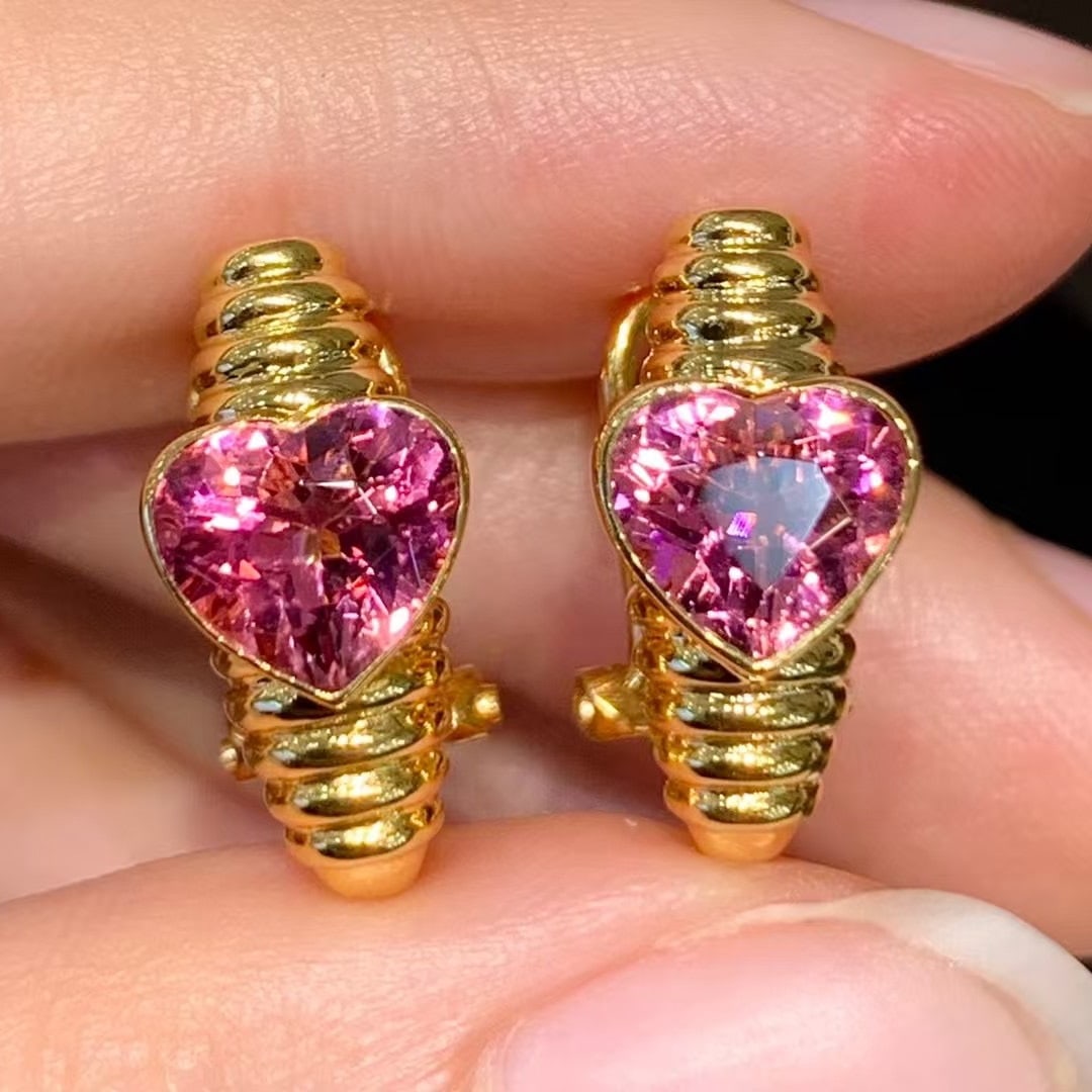14k Gold 2.4 Ct Natural Tourmaline Earrings - 5
