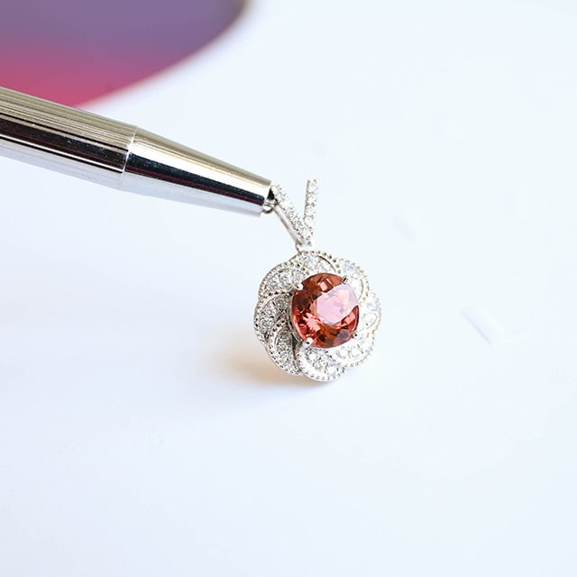 14k Gold 2.05 Ct Natural Tourmaline & Diamond Pendant( Without Chain ) - 2