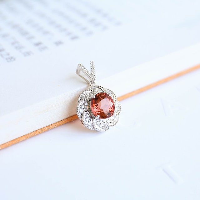 14k Gold 2.05 Ct Natural Tourmaline & Diamond Pendant( Without Chain ) - 5