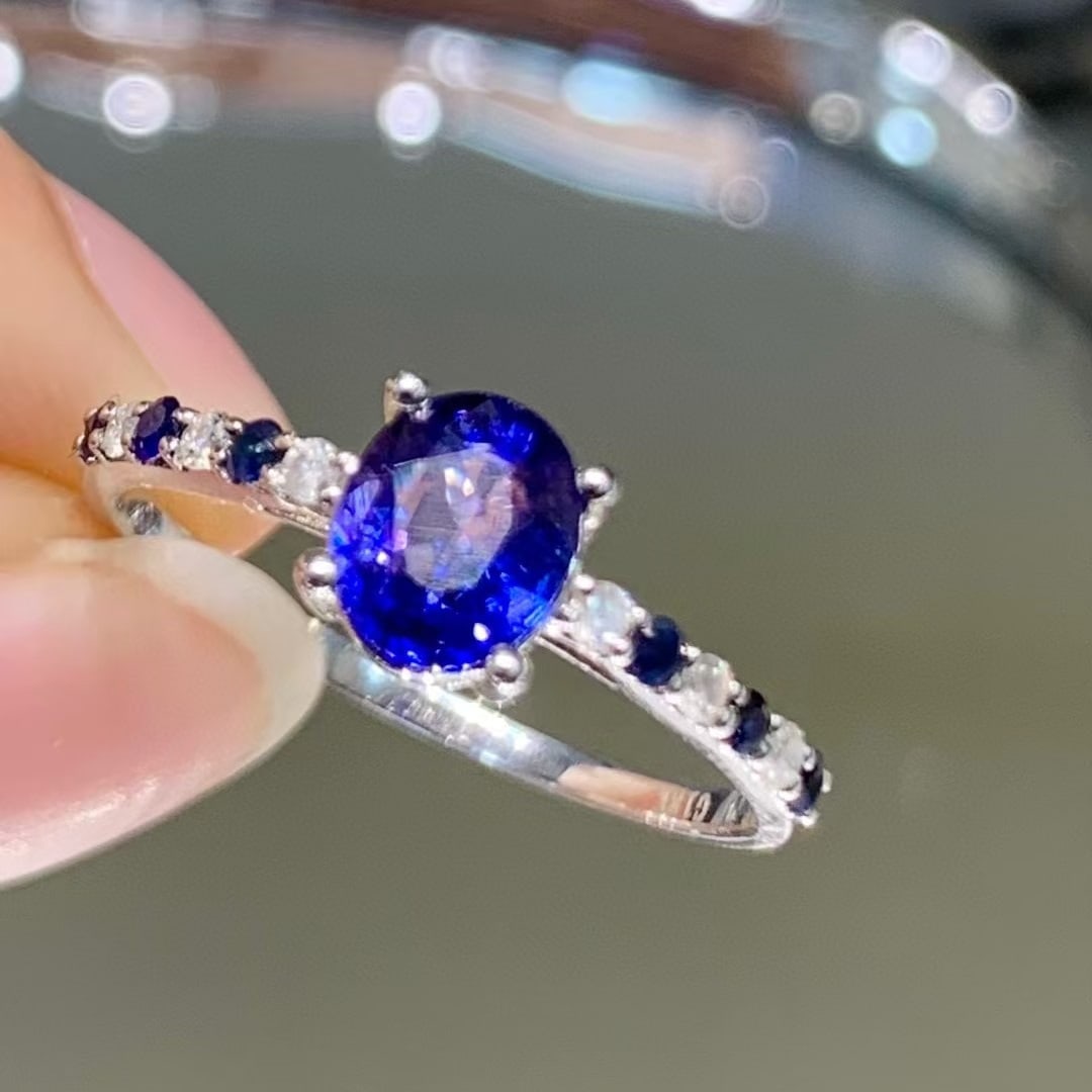 14k Gold 1 Ct Natural Sapphire & Diamond Ring - 2