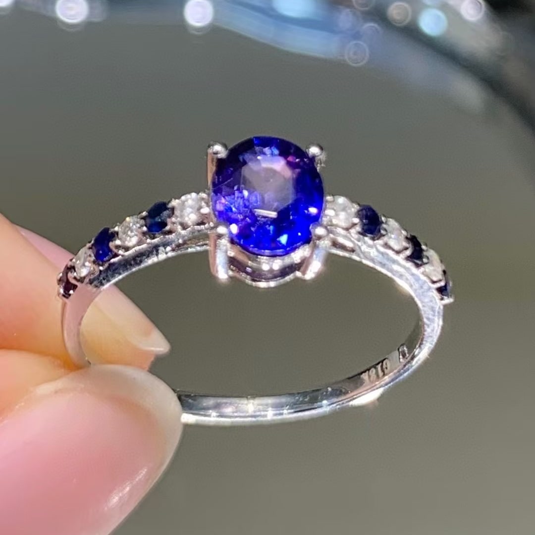 14k Gold 1 Ct Natural Sapphire & Diamond Ring - 3