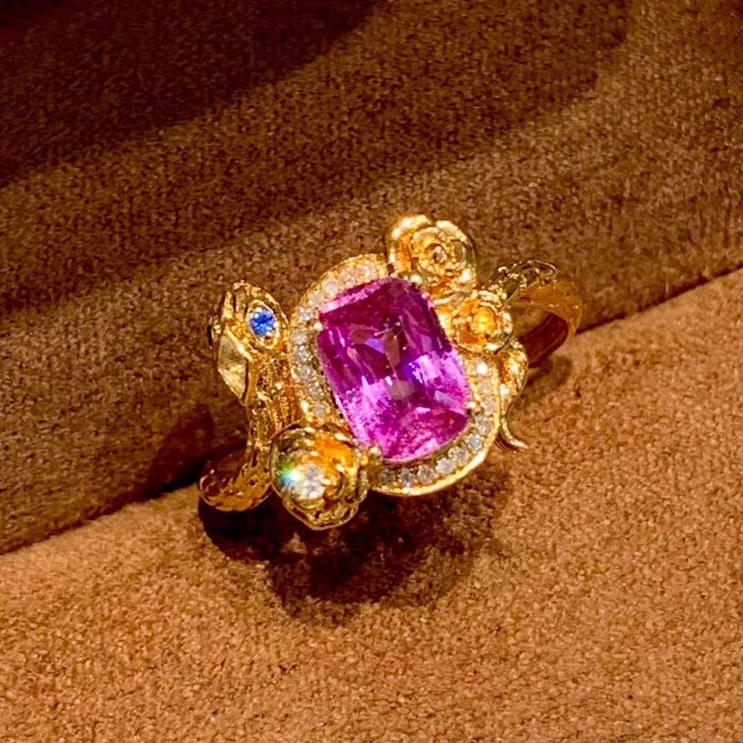 14k Gold 1.25 Ct Natural Sapphire & Diamond Ring - 4
