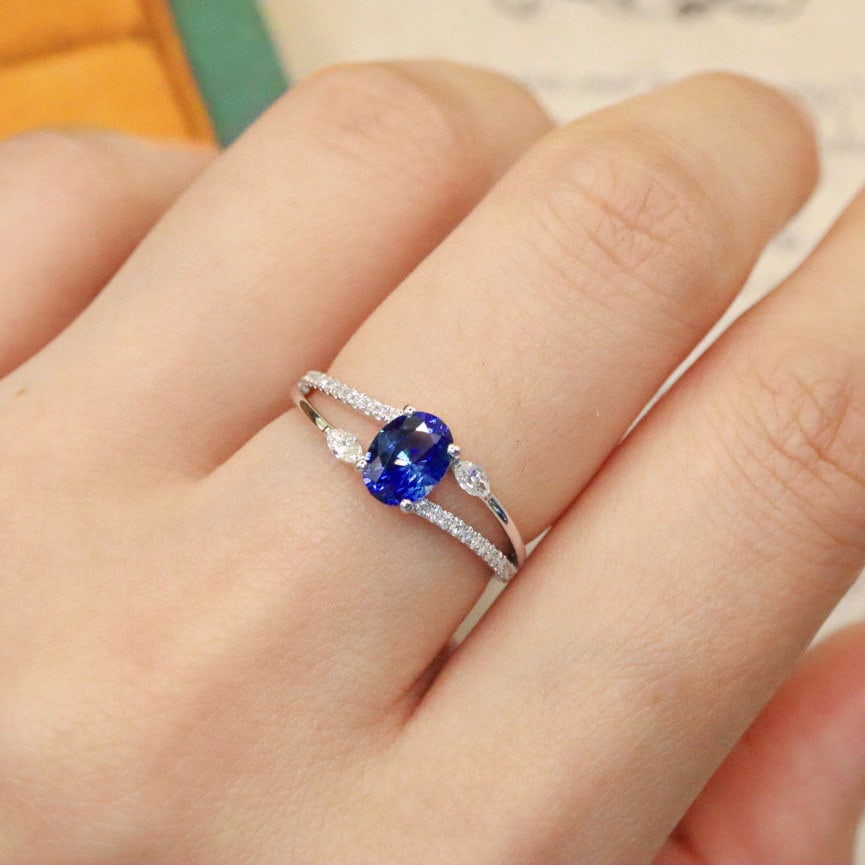 14k Gold 1.02 Ctw Natural Sapphire & Diamond Ring - 5