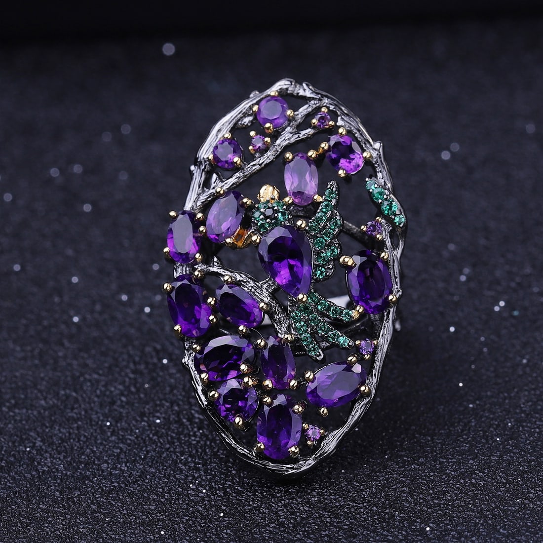 925 Sterling Silver Natural Amethyst Jewelry Set - 3