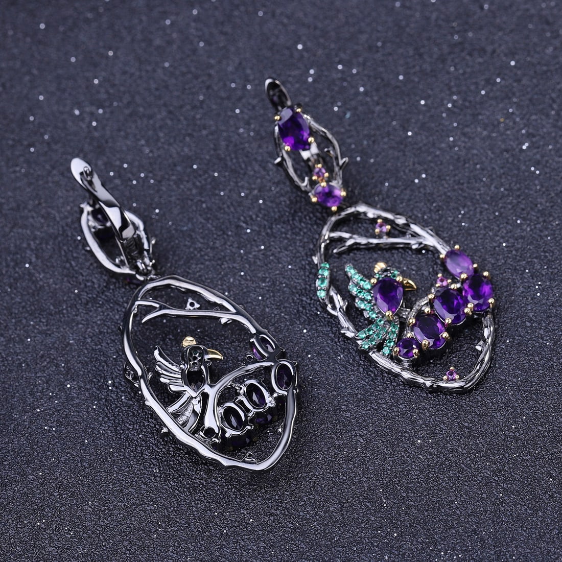 925 Sterling Silver Natural Amethyst Jewelry Set - 7