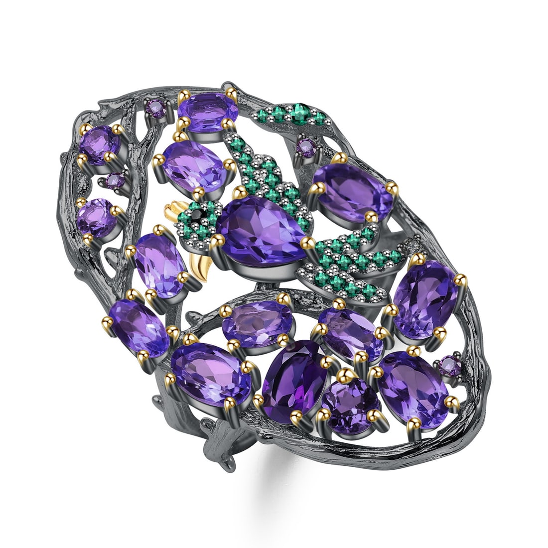 925 Sterling Silver Natural Amethyst Jewelry Set - 8