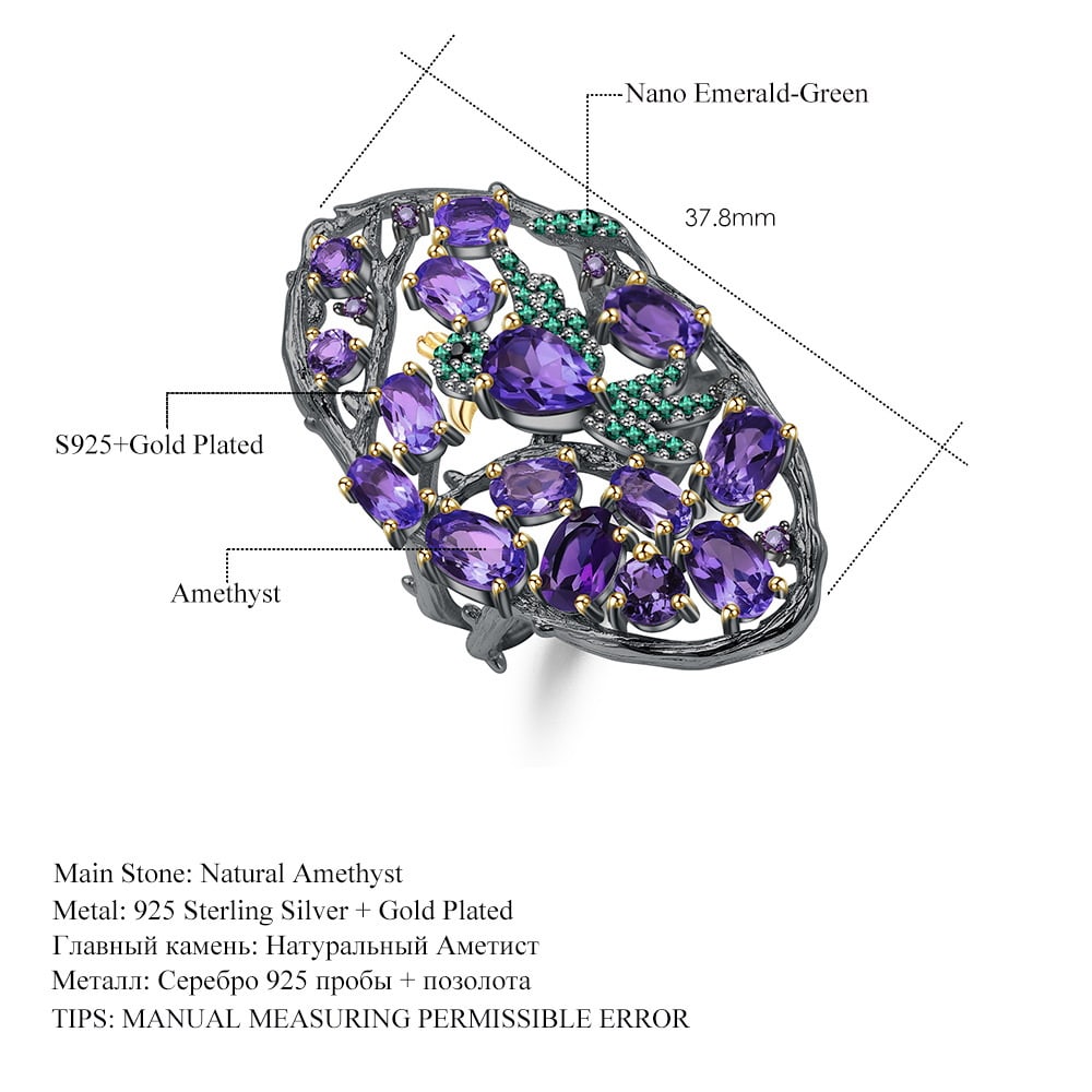 925 Sterling Silver Natural Amethyst Jewelry Set - 9