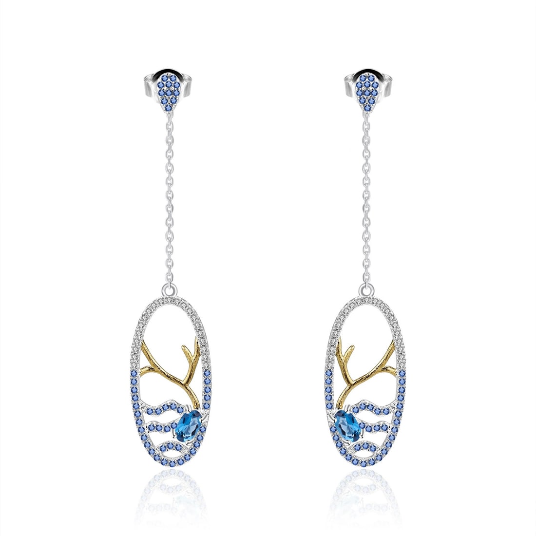 925 Sterling Silver Natural Topaz & Topaz Jewelry Set - 6