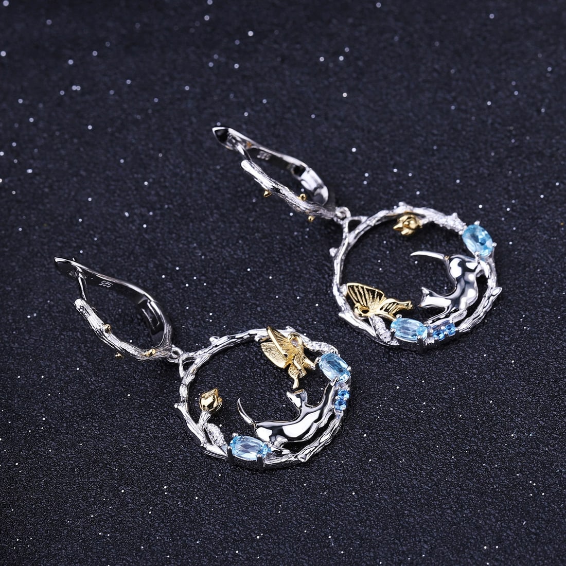 925 Sterling Silver Natural Topaz Earrings - 4