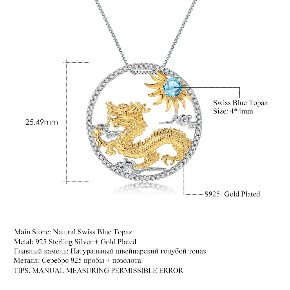 925 Sterling Silver Natural Topaz Necklace - 3