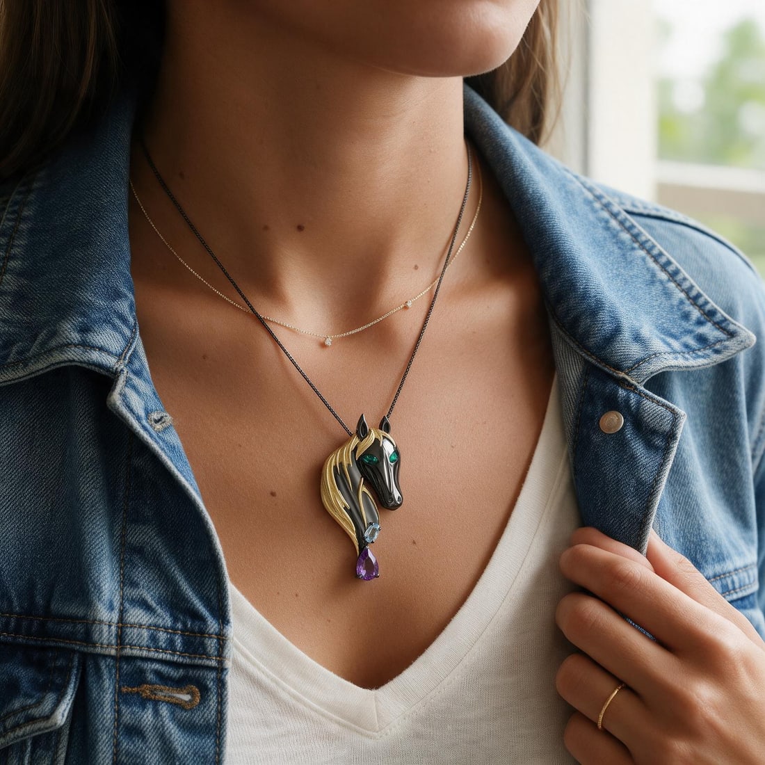925 Sterling Silver Natural Amethyst & Topaz & Agate Necklace: Ref:260821180 // gold content:925 sterling silver // main gemstone:amethyst // shape:pear // carat weight: // color:purple // treatment:natural // // adjacent gemstone 2 : topaz // shape:oval // color