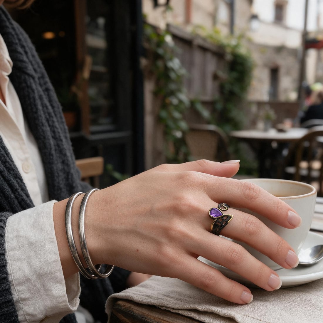 925 Sterling Silver Natural Amethyst Ring: Ref:260821191 // gold content:925 sterling silver // ring size:7us // // main gemstone:amethyst // shape:pear // carat weight: // color:purple // treatment:natural // Condition: New Low Estimate: 320.