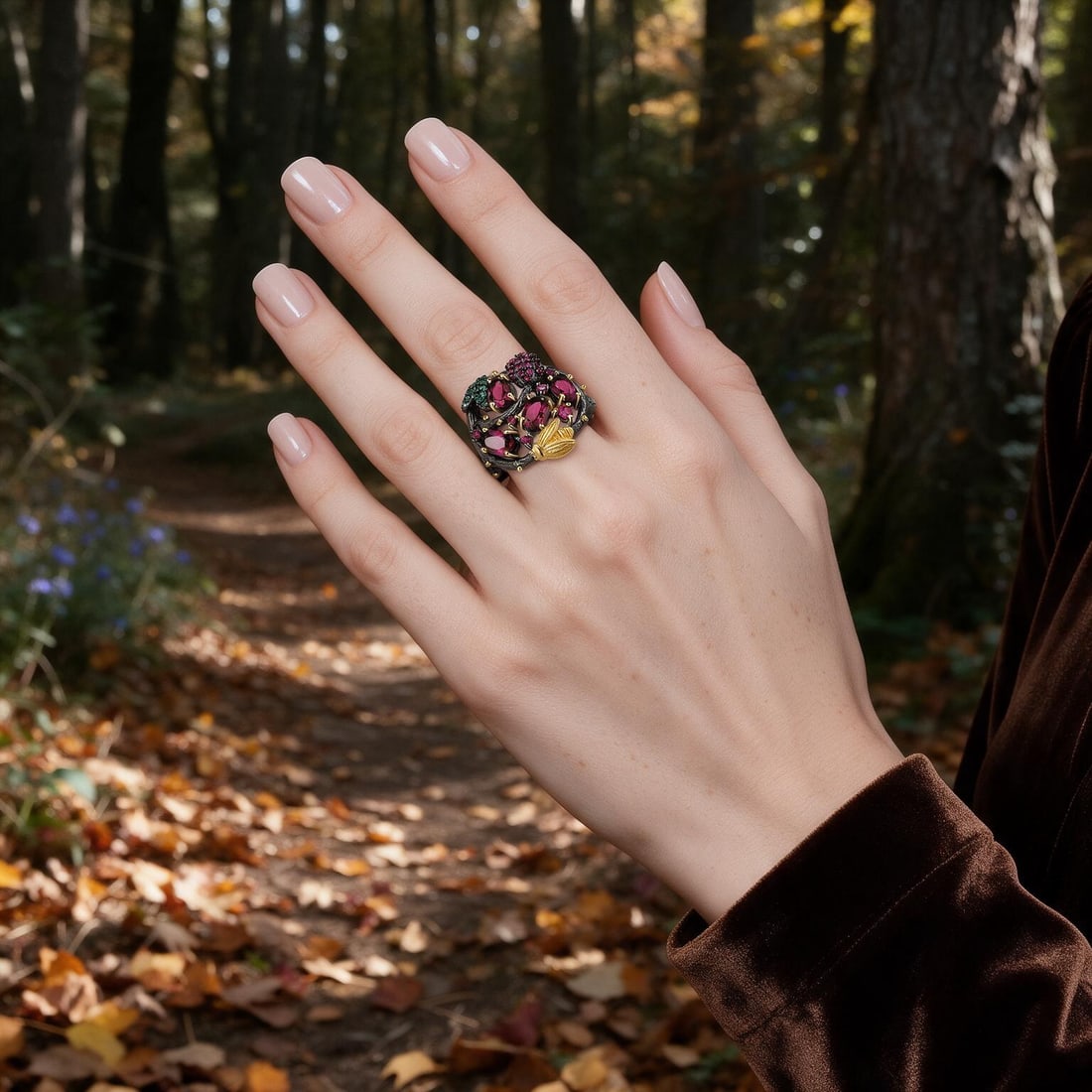 925 Sterling Silver Natural Rhodolite Garnet & Lab Created Ruby & Nano Emerald Ring: Ref:260821190 // gold content:925 sterling silver // ring size:7us // // main gemstone:rhodolite garnet // shape:oval // carat weight: // color:red // treatment:natural // // adjacent gemstone 2 : lab