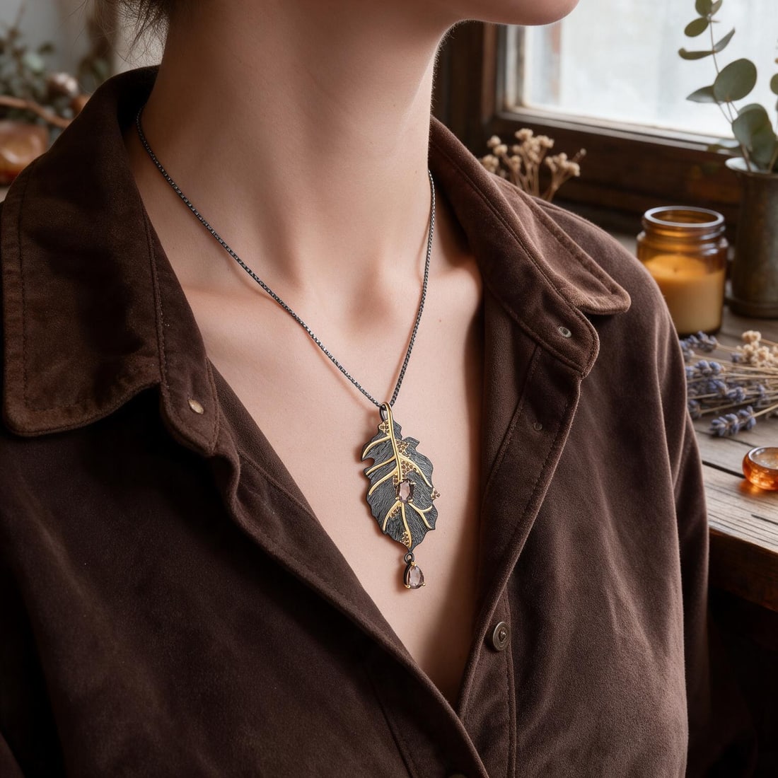 925 Sterling Silver 1.19 Ct Natural Citrine & Smoky Cubic Zirconia Necklace: Ref:260821248 // gold content:925 sterling silver // main gemstone:citrine // number of stones:2 // shape:multiple // carat weight:1. 19ct // color:yellow // treatment:natural // // adjacent gemstone 