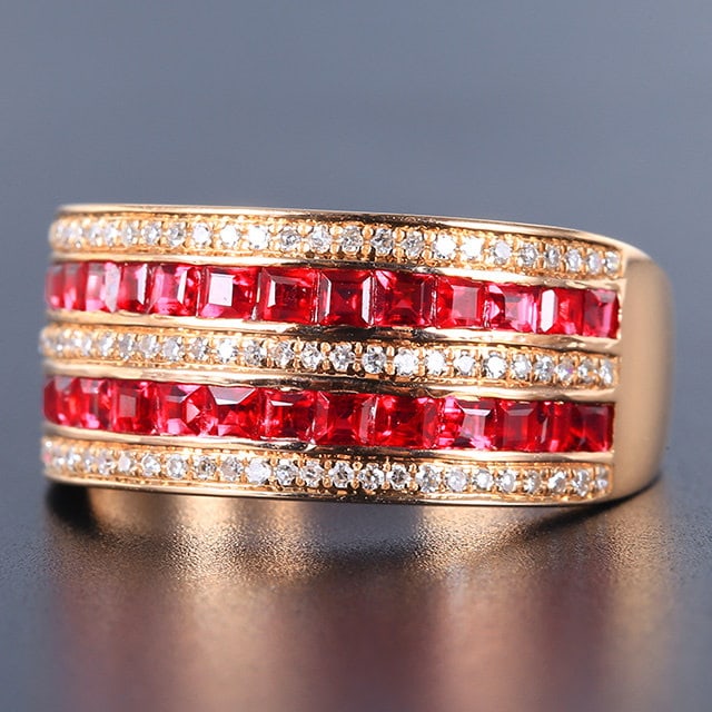 14k Gold 2.23 Ctw Natural Ruby & Diamond Ring - 2