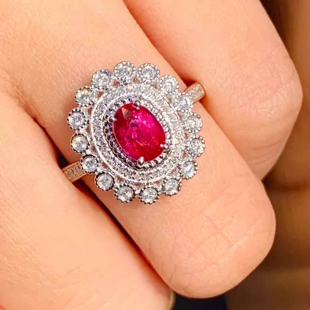 14k Gold 1.03 Ct Natural Ruby & Diamond Ring - 3