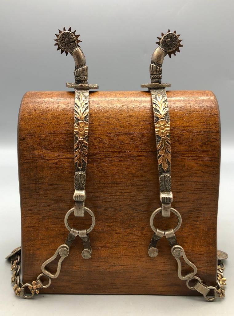 Fancy Pair of Ladies Spurs from South America: Presented here for your consideration is a fancy pair of ladies spurs from South America. The history of bits and spurs in North America begins with the Spanish conquistadors who first came to the new