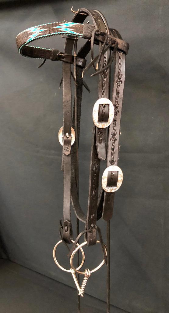 Deer Lodge Prison Hitched Horse Hair & Leather Bridle: For your bidding pleasure is a Deer Lodge prison hitched horsehair and leather bridle. Deer Lodge Montana's horsehair braiding program was one of the most known and popular inmate programs of its kind