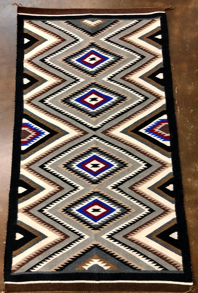 Chinle Eye Dazzler - Ester Coleman: For your bidding pleasure is a Chinle eye dazzler by Ester Coleman (weaver's info came with it). Finely woven with a gorgeous eye dazzler design, Chinle textiles feature clean, distinct lines which mo
