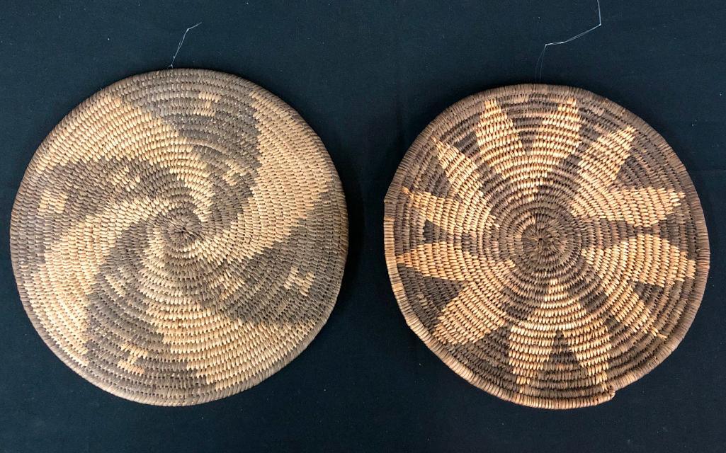 Two Antique Pima Basketry Plaques (1 of 6)