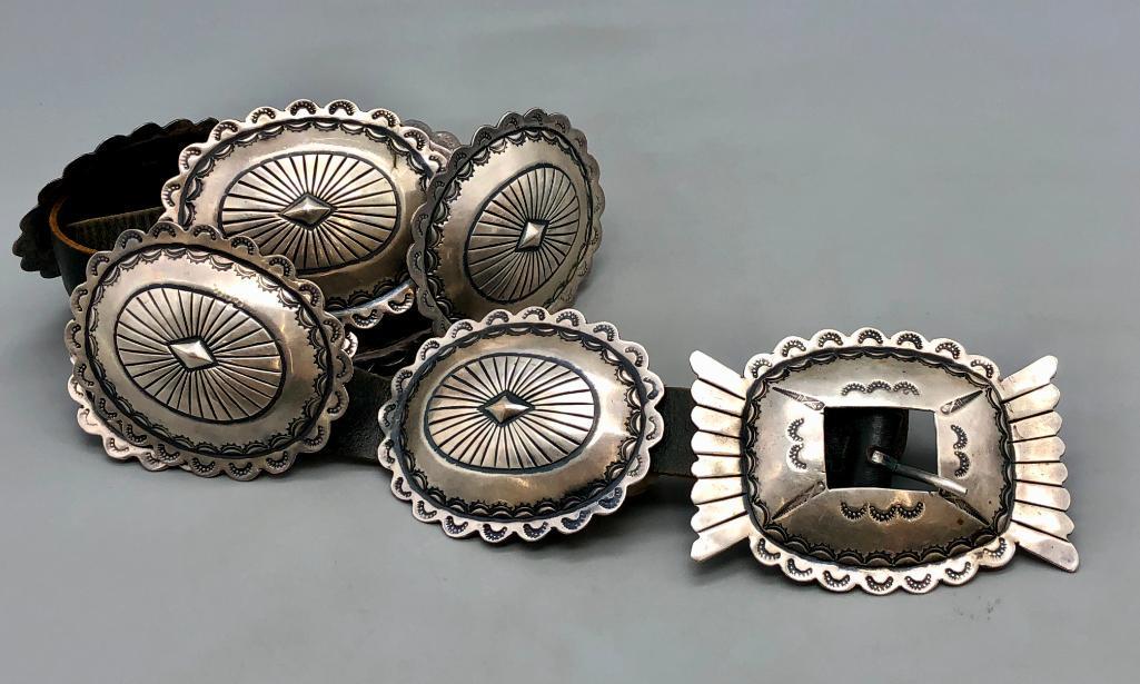 Vintage Sterling Silver Concho Belt (1 of 14)
