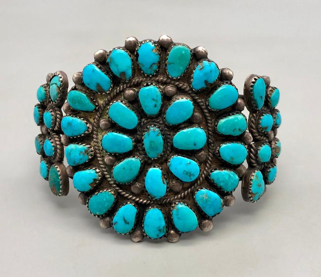 Vintage Natural Turquoise Cluster Bracelet (1 of 8)