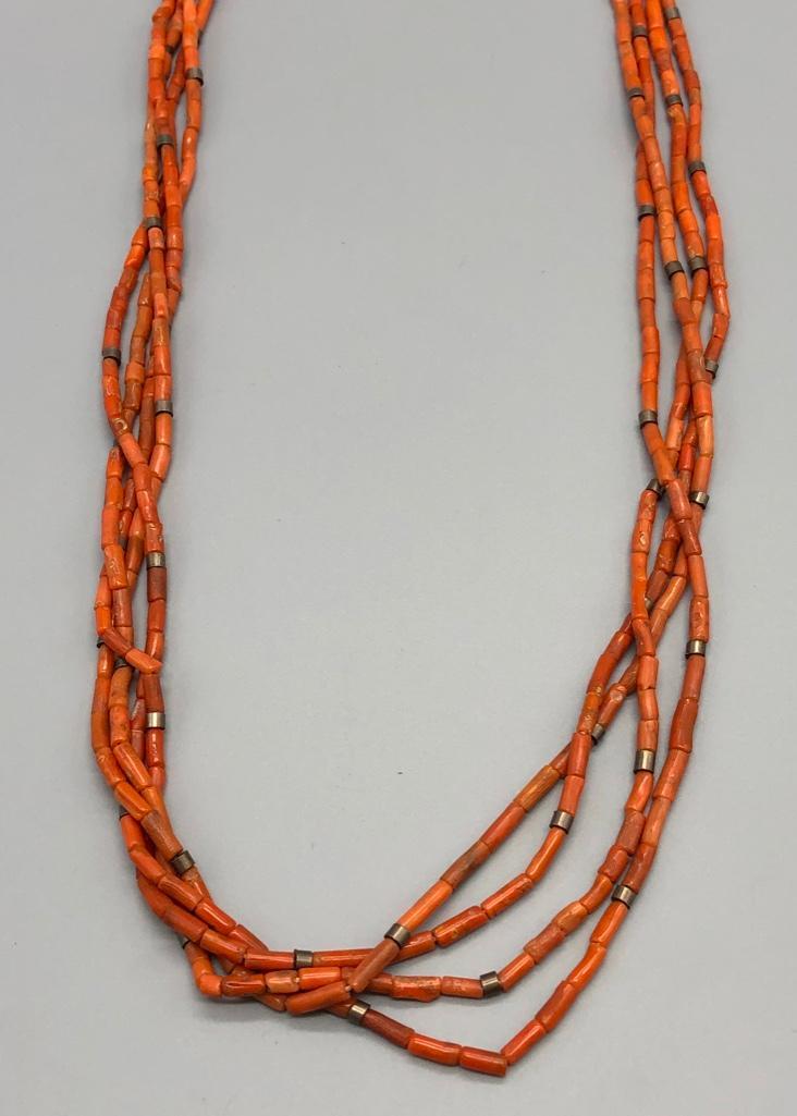 Sophisticated Pueblo Style Multi-Strand Coral Necklaces (1 of 11)