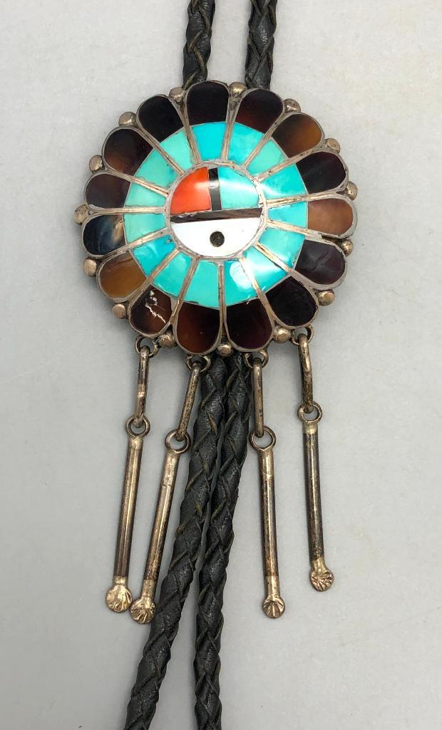 Vintage Inlay Sunface Themed Bolo Tie (1 of 8)