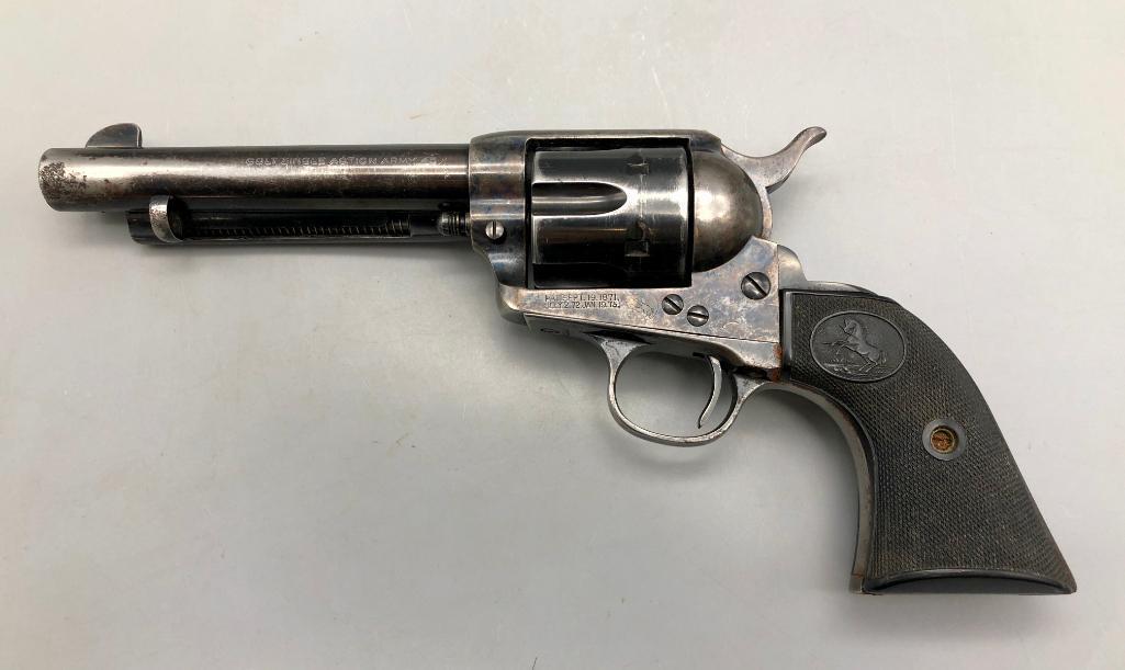 Nice Colt Single Army Action .45 Cal Revolver: Offered here for your consideration is a nice Colt Single Army Action .45 caliber revolver. The Colt Single Action Army is a single-action revolver handgun. It was designed in 1872 for the U.S. govern