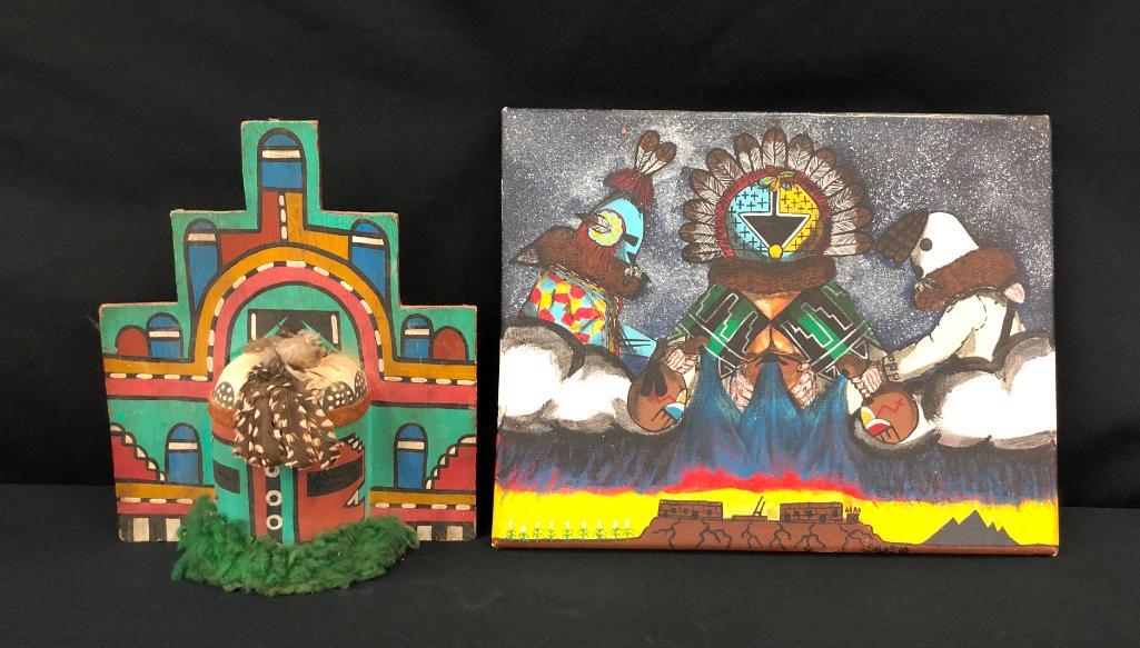 Hopi Painting & Kachina Plaque (1 of 12)