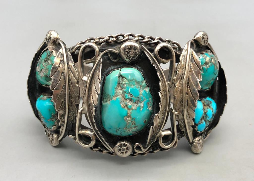 Vintage Five Stone Turquoise Bracelet (1 of 9)