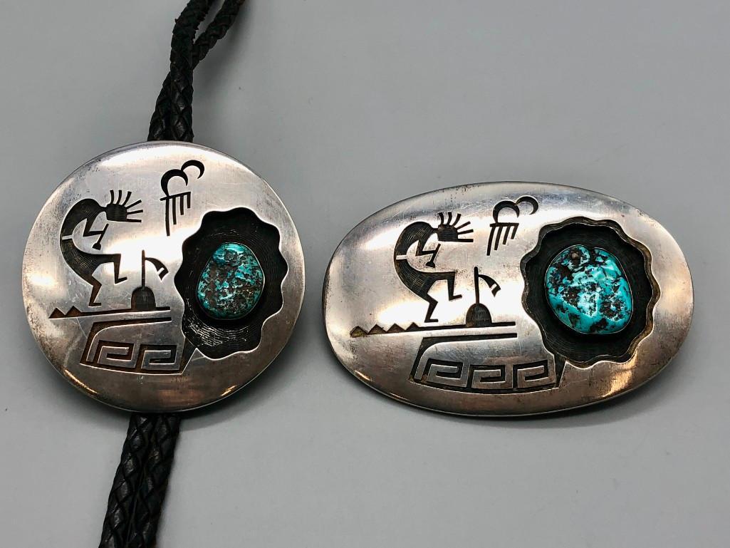 Hopi Overlay Bolo and Belt Buckle Set (1 of 11)