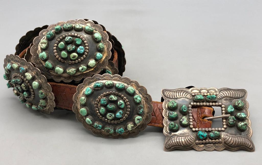 Vintage Natural Turquoise Cluster Concho Belt (1 of 14)