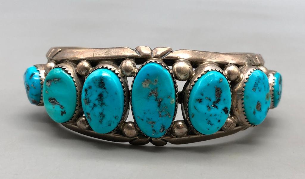 Vintage Seven Stone Turquoise Bracelet (1 of 9)