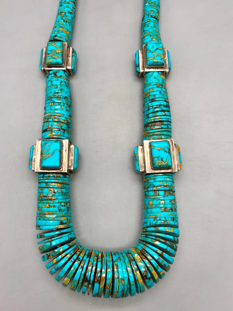 Huge Statement Piece Turquoise and Sterling Silver Necklace (1 of 18)