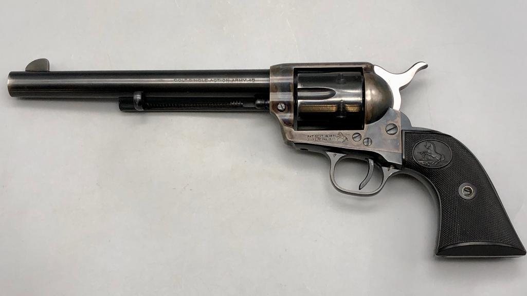 Excellent 2nd Gen Colt SAA in .45 Cal: Offered here for your consideration is an excellent 2nd generation Colt Single Army Action in .45 long colt caliber. The Colt Single Action Army (also known as the SAA, Model P, Peacemaker, or M1873)