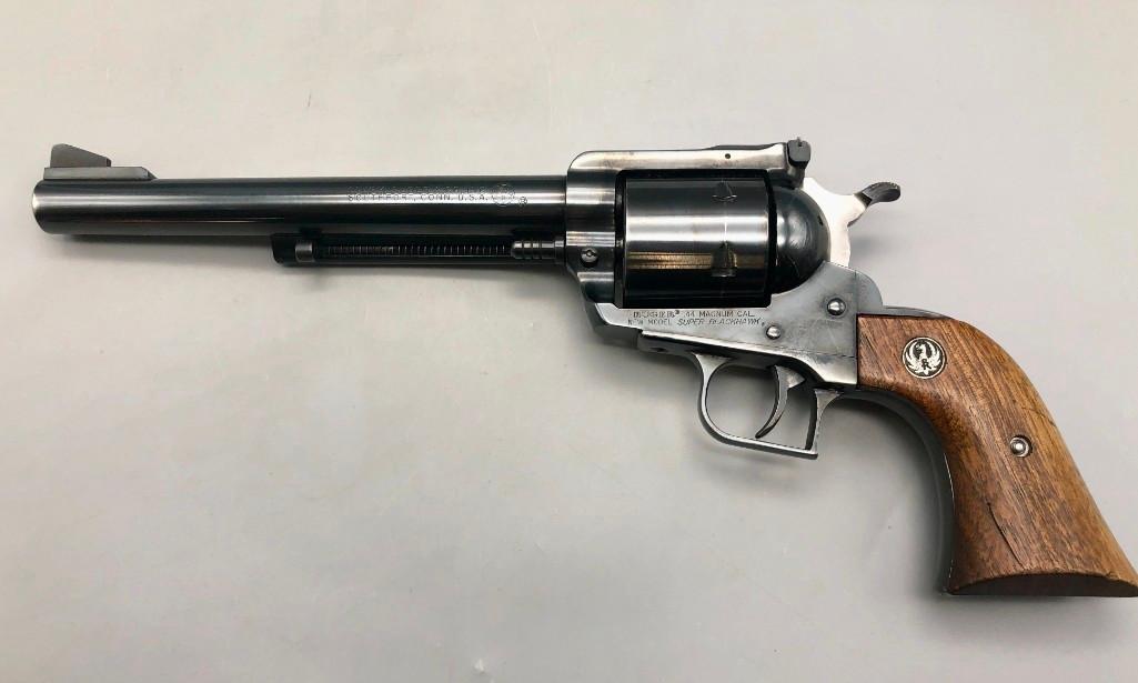 Ruger 44 Magnum Super Black Hawk Revolver: Available here for your consideration is a Ruger 44 Magnum Cal Super Black Hawk revolver. The Ruger Blackhawk is a six-shot, single-action revolver manufactured by Sturm, Ruger & Co. MAKER: Ruger, ser