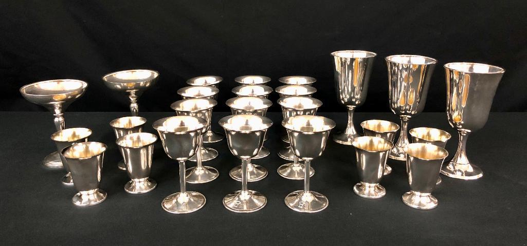 Numerous Sterling Marked Cups, Goblets, etc.: Offered here for your consideration are numerous sterling cups, goblets, etc. Silver services such as these are great for any vintage or antique collection but are still wonderful for use as well! You