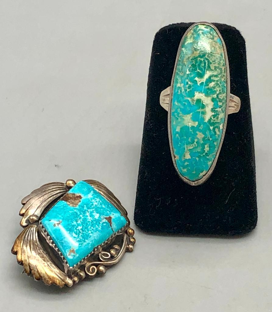 Vintage Turquoise Ring And Pin/Pendant (1 of 13)