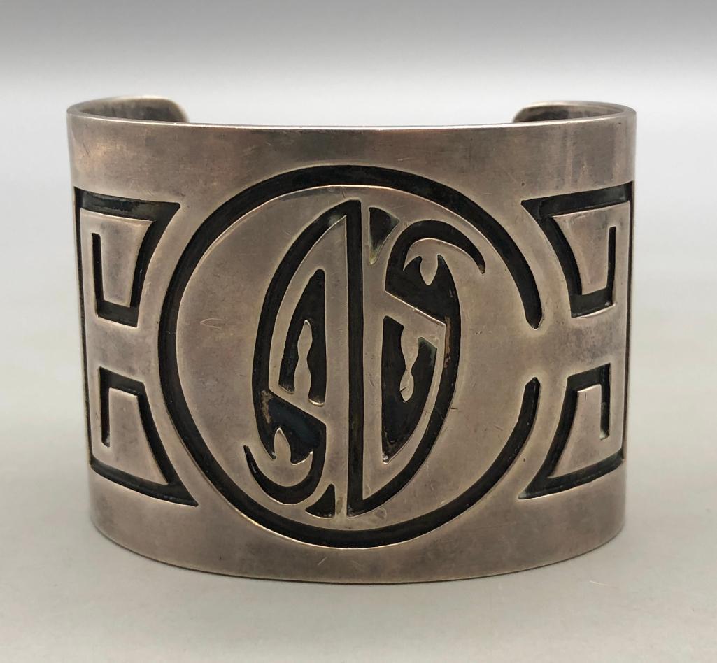 Wide Sterling Silver Overlay Style Bracelet (1 of 8)