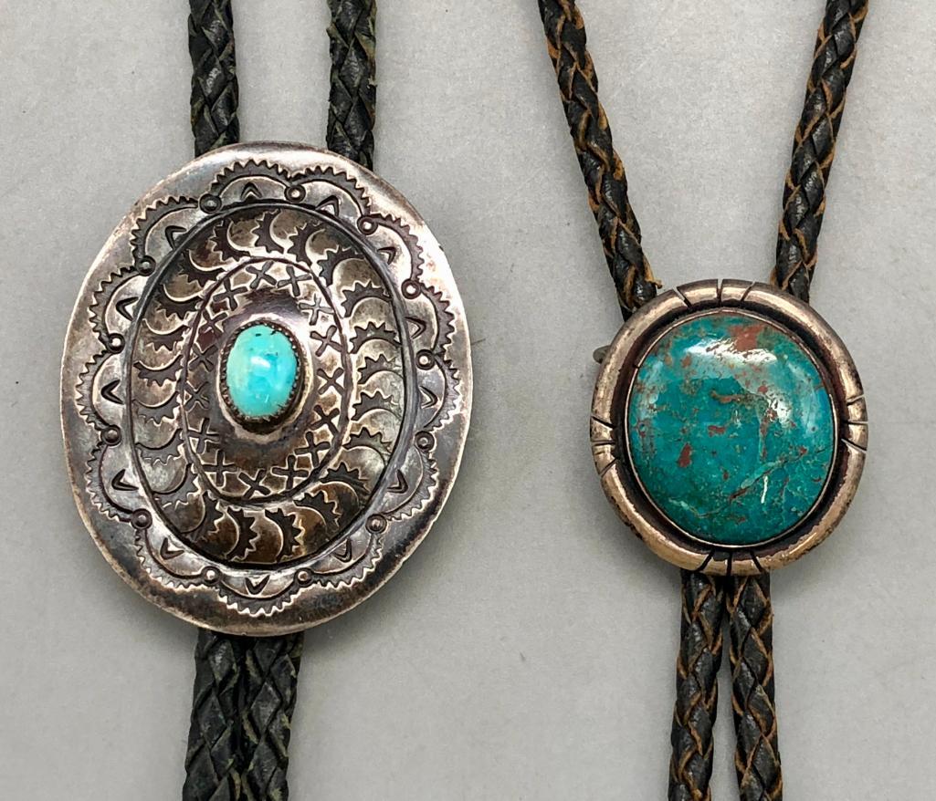 Two Vintage Turquoise And Sterling Silver Bolo Ties (1 of 5)