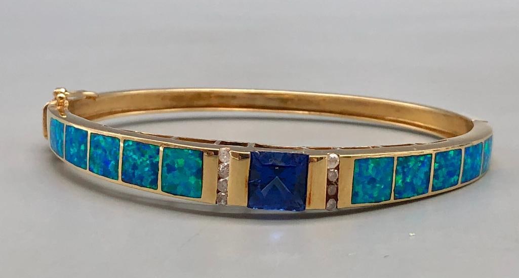 14K Gold, Diamond, and Opal Bracelet (1 of 17)
